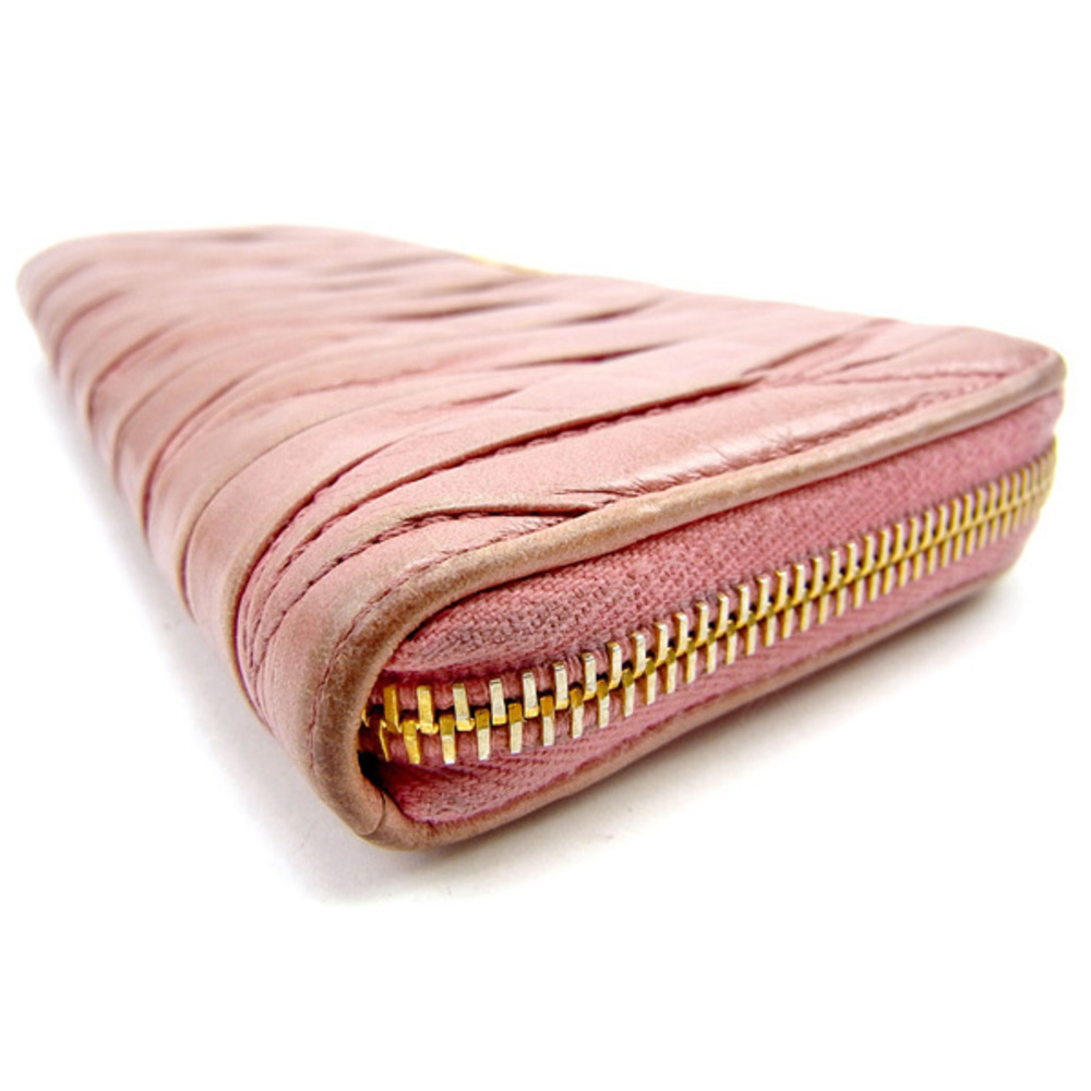 Miu Miu Long Wallet L-Shaped Matelasse Pink T033 - image 5